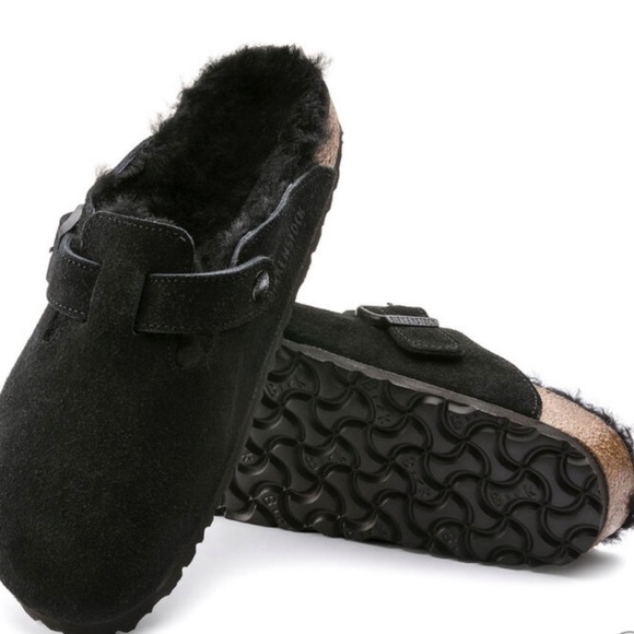 Birkenstock Boston Fur Lined Shearing Sandals/ Clog Shoes (Black) size 37 - Picture 9 of 11